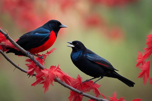 tricolored blackbird and red-winged blackbird