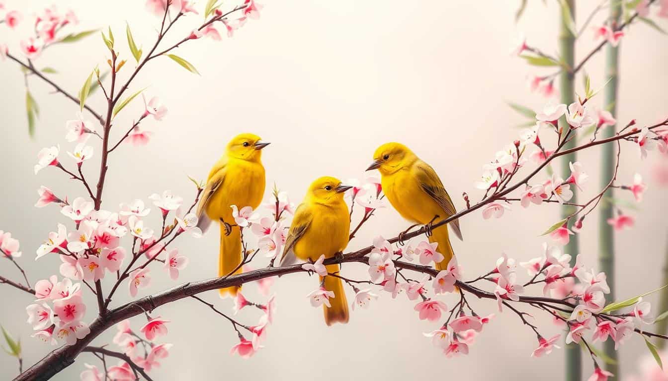 Asian symbolism of yellow birds